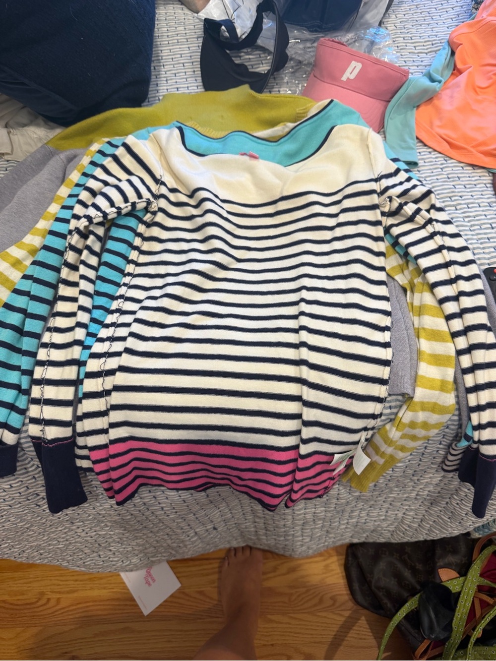 Lily Pulitzer Striped Crewneck Sweater with Pink Accent